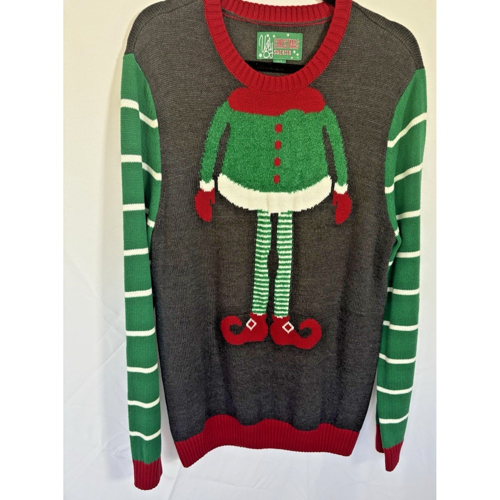 Ugly Christmas Sweater Size L Long Sleeve graphic‎ print womans crew neck